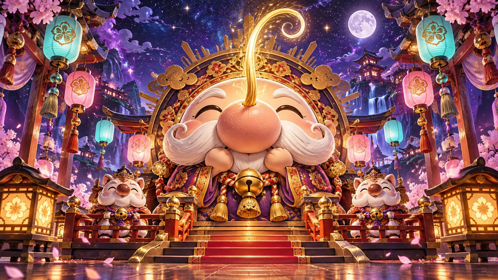 光る鼻毛を祭る、星空の神社